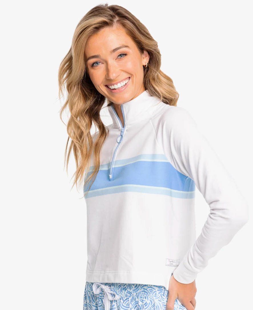 Bridget Chest Stripe Quarter Zip Pullover