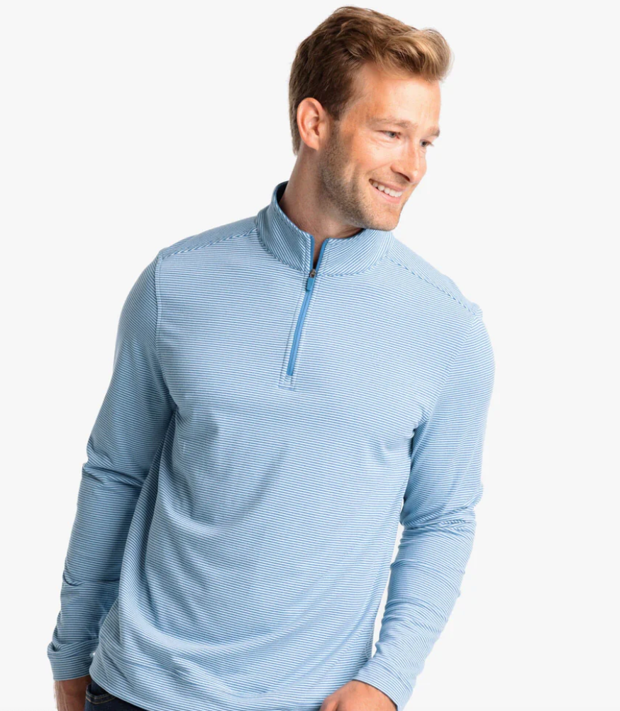 Cruiser Heather Micro-Stripe Performance Quarter Zip Pullover